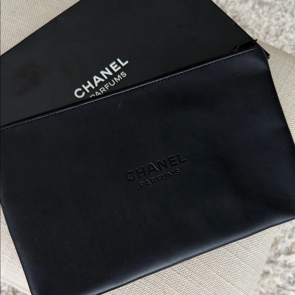 CHANEL Embossed Leather Toiletry Pouch